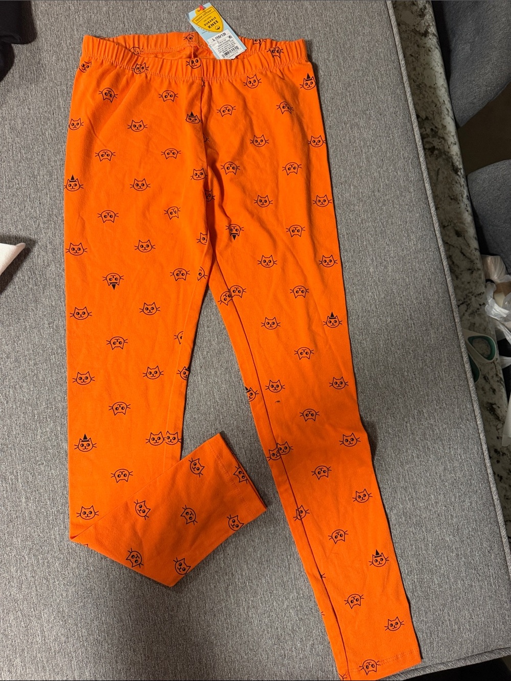 Orange Cat-Print Men's Stretch Lounge Pants